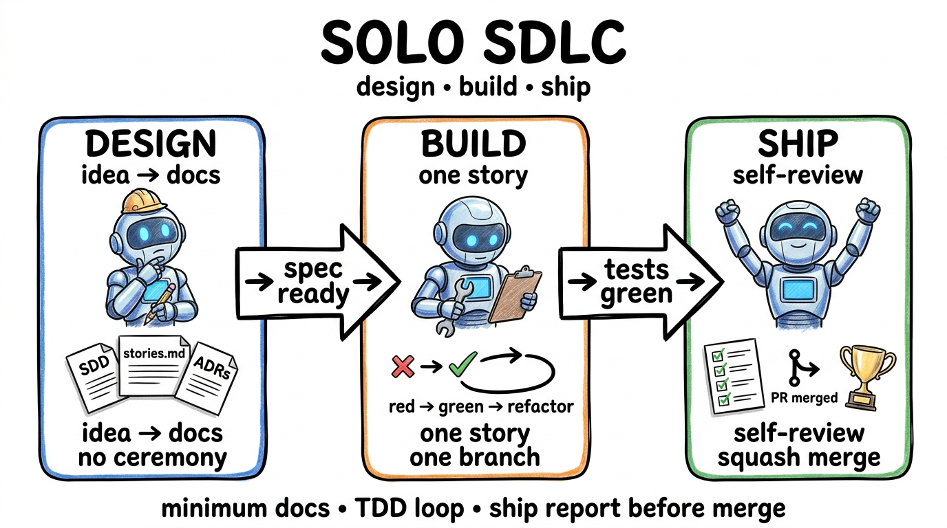Solo SDLC overview — design, build, ship
